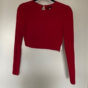 Vintage Reformation Red Long Sleeve Crop Top